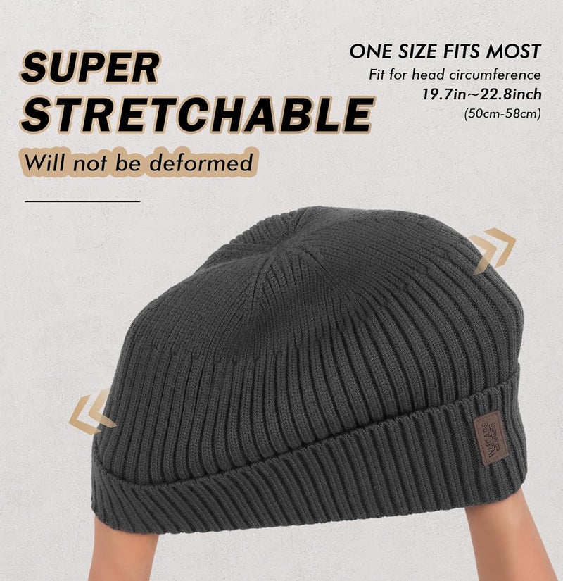 Wmcaps Warm Beanie for Men Women, Fleece Lined Beanie Warm Winter Caps Unisex Fashion Knit Cuffed Cap - Image 3